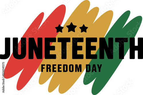 Classic framed poster design with Juneteenth Freedom Day title in Pan-African colors for commemoration graphics  