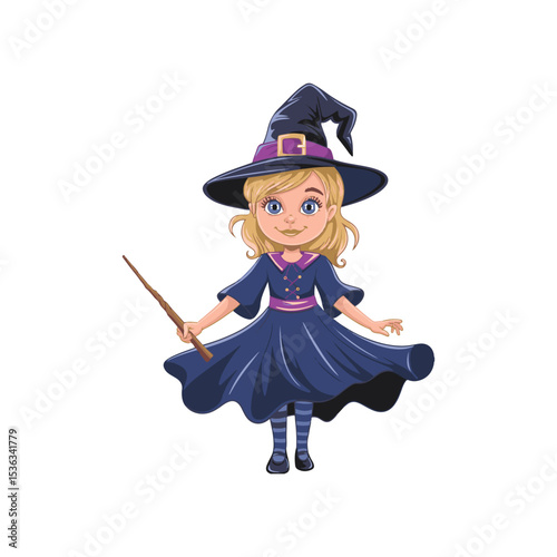 halloween witch with broom