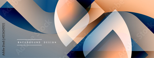 Abstract geometric shapes overlap, creating dynamic visual effect. Gradient colors blend smoothly, offering modern aesthetic.