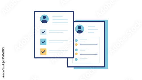 Streamlining applications with checklists and profiles offering simple flat vector design light blue