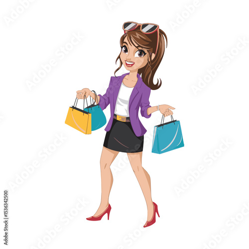 girl with shopping bags