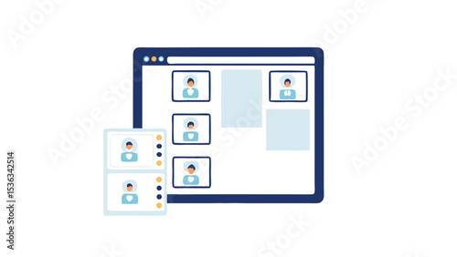 Connecting with remote team members in a virtual meeting on a modern communication platform in light
