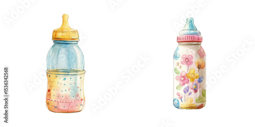baby drink bottle watercolor vector illustration