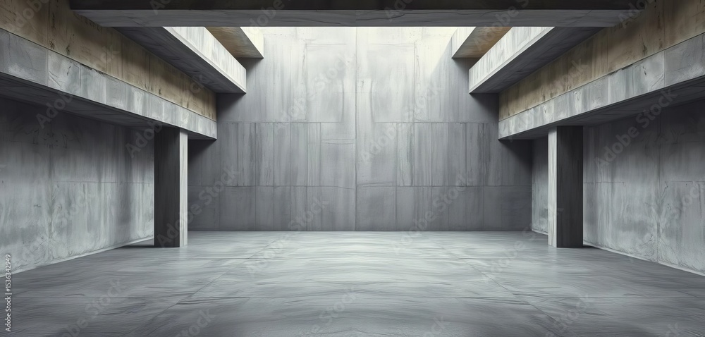 Obraz premium Empty minimalist concrete room Interior design, architecture, architecture, contemporary