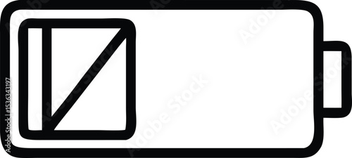Low Battery Icon Simple Line Art Graphic for Digital Projects