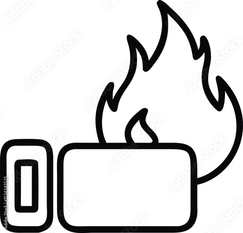 Battery Overheating Icon with Flame
