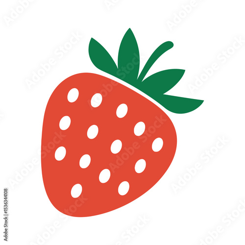 Minimalist Strawberry Illustration: Fresh Fruit, Healthy Food, Sweet Berry Vector