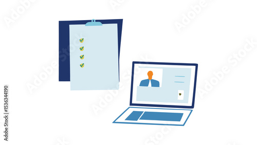 Preparing for a successful virtual interview and reviewing the checklist showcasing a clean modern