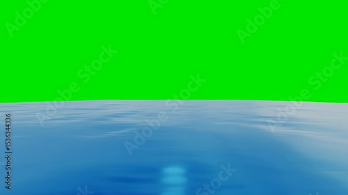 water surface with small ripples on green background. 3d render looped animation