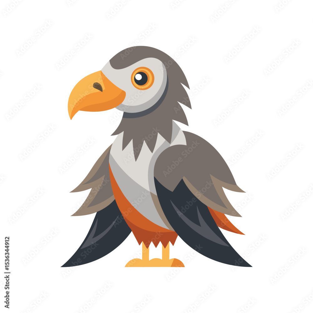 Obraz premium Flat and Minimal Vulture bird icon vector illustration on white background 
