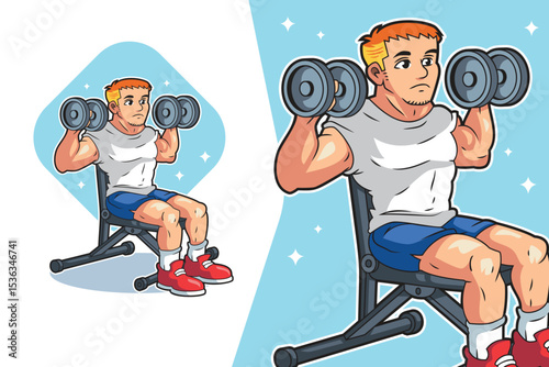 Man Exercising with a Pair of Dumbbells