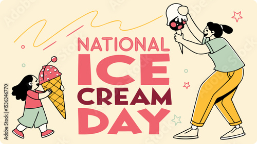 Two girls enjoy ice cream cones on national ice cream day