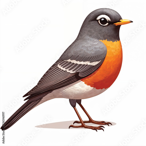 American Robin cartoon vector illustration isolated