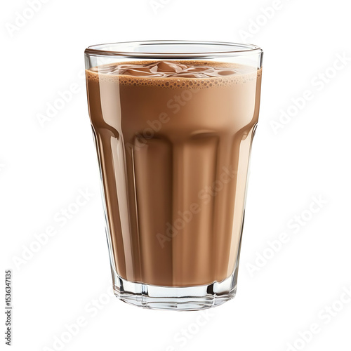glass with chocolate milk isolated on white background
