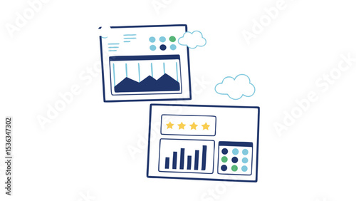 Data insights bloom as success charts rise powered by seamless analytics with a clean outlined style