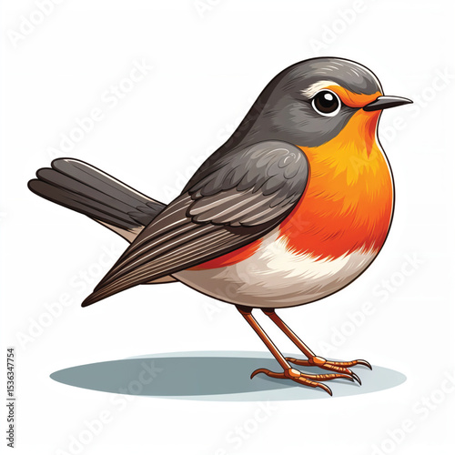 American Robin cartoon vector illustration isolated