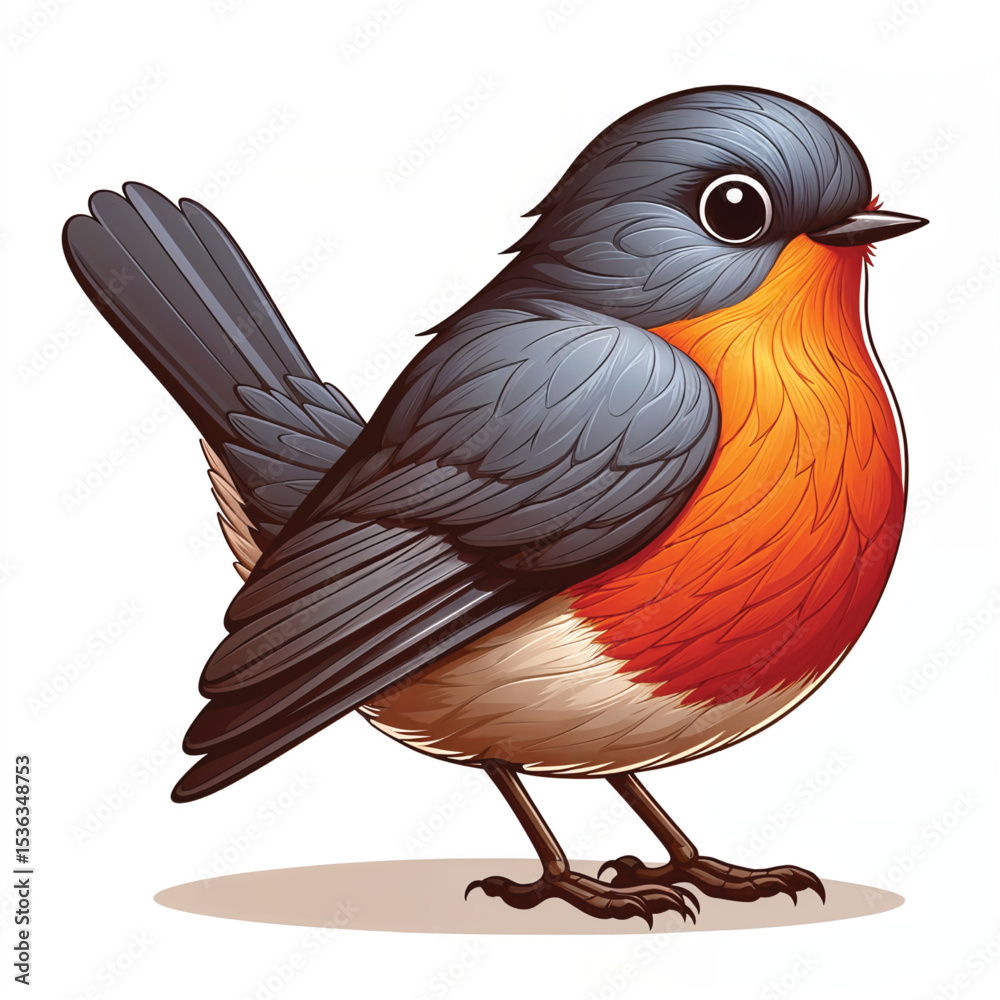 Obraz premium American Robin cartoon vector illustration isolated