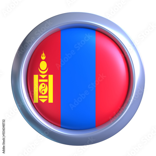 3D Mongolia Flag with circle metallic frame, showcasing national emblem detail in a polished, modern design. Perfect for apps, UI, or educational use Free Download 3D Mongolia Flag with circle metallic frame, showcasing national emblem detail in a polished, modern design. Perfect for apps, UI, or educational use - GFXLoad