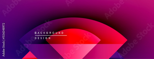 Abstract gradient background. Pink, purple hues blend smoothly. Geometric shapes overlap creating dynamic visual effect. Modern design element.