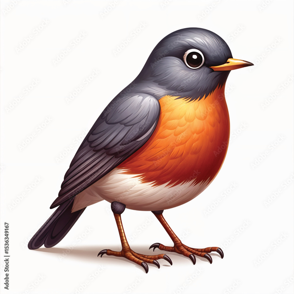 Fototapeta premium American Robin cartoon vector illustration isolated