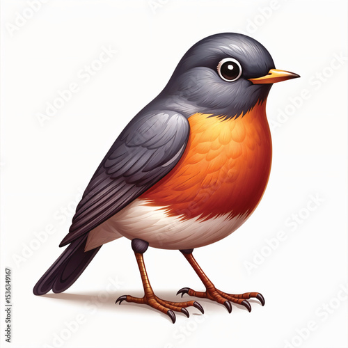 American Robin cartoon vector illustration isolated