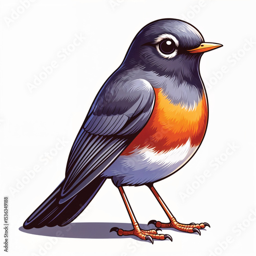 American Robin cartoon vector illustration isolated