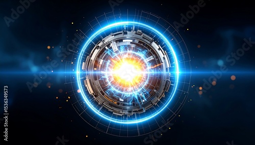 Futuristic sphere with energy burst