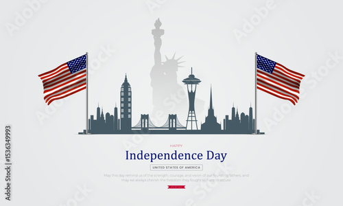 4th of July - Independence Day USA Post and Greeting Card. Modern and Minimal United States Independence Day Celebration Design Vector Illustration