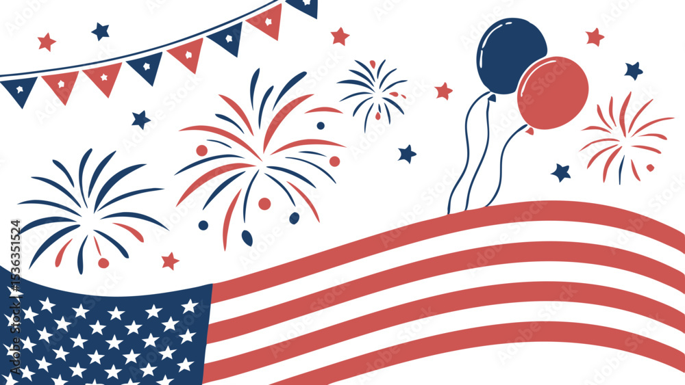 Obraz premium Patriotic Fireworks Display Against an American Flag Background