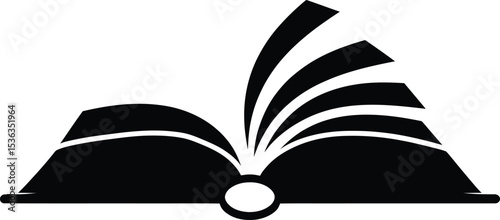 Minimal Page-Turning Book Design Ideal for Educational, Creative, and Printable Projects, open book with black and white pages