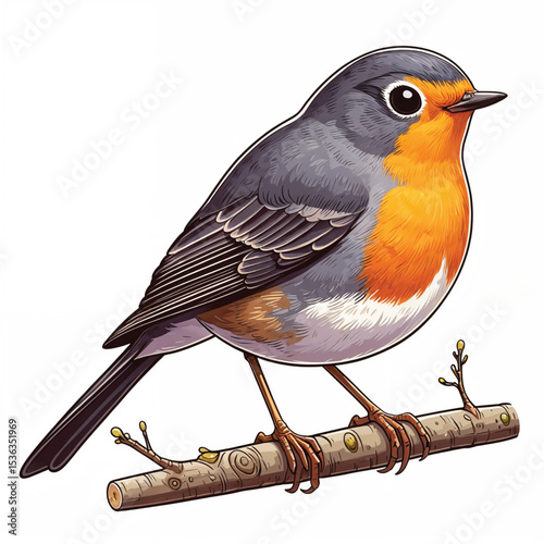 American Robin cartoon vector illustration isolated