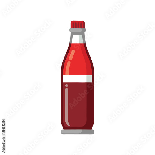 Flat and Minimal glass bottle of cola icon vector illustration on white background
