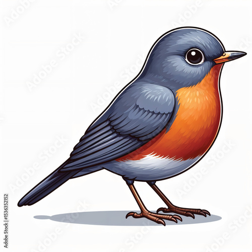American Robin cartoon vector illustration isolated