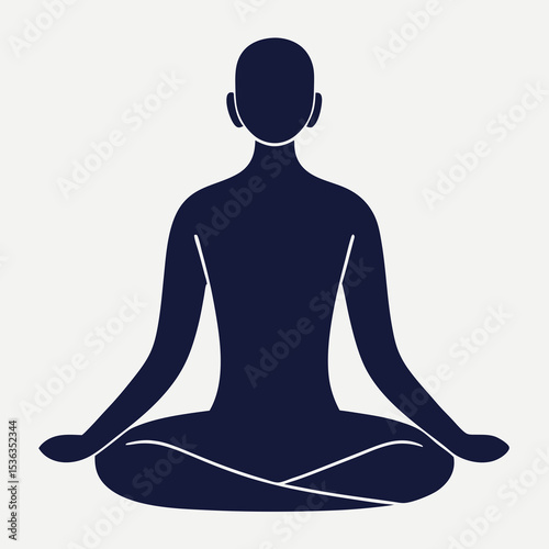 Minimalist Yoga Pose Silhouette Vector – Flat Meditation and Wellness Illustration