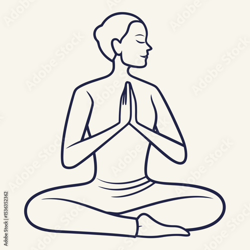 Minimalist Yoga Pose Silhouette Vector – Flat Meditation and Wellness Illustration