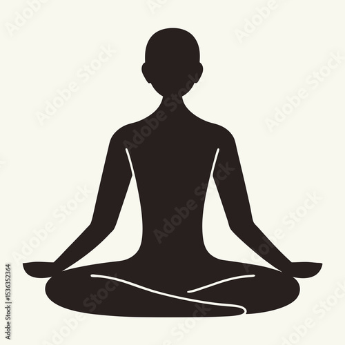 Minimalist Yoga Pose Silhouette Vector – Flat Meditation and Wellness Illustration