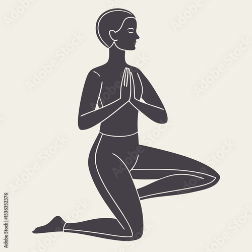 Minimalist Yoga Pose Silhouette Vector – Flat Meditation and Wellness Illustration