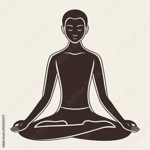 Minimalist Yoga Pose Silhouette Vector – Flat Meditation and Wellness Illustration