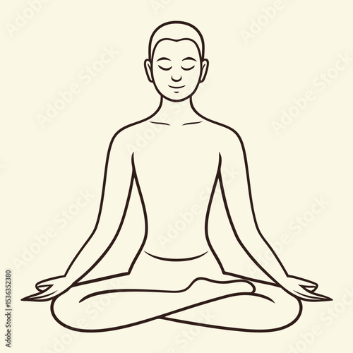 Minimalist Yoga Pose Silhouette Vector – Flat Meditation and Wellness Illustration