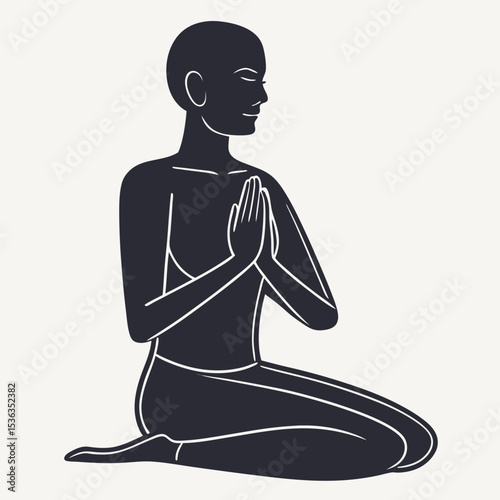 Minimalist Yoga Pose Silhouette Vector – Flat Meditation and Wellness Illustration