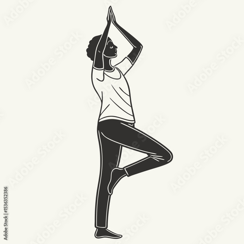 Minimalist Yoga Pose Silhouette Vector – Flat Meditation and Wellness Illustration