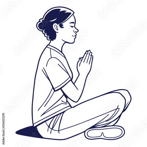 Minimalist Yoga Pose Silhouette Vector – Flat Meditation and Wellness Illustration