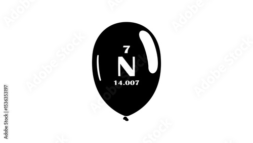 Nitrogen chemical symbol, black isolated silhouette