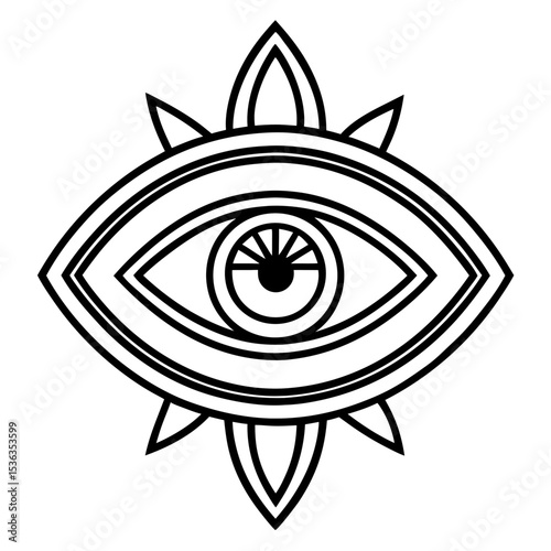 Evil Eye Brooch line art vector