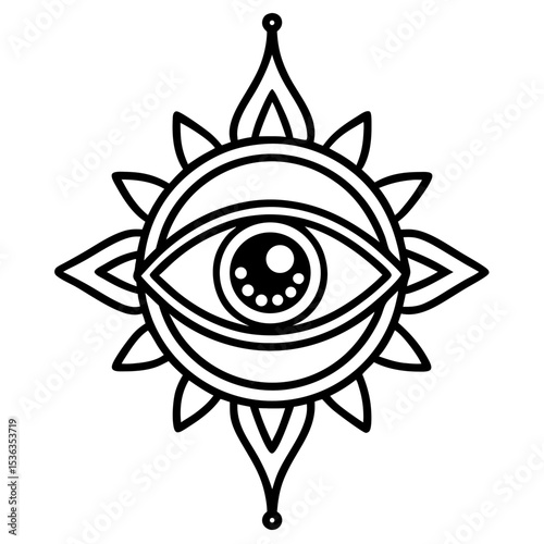 Evil Eye Brooch line art vector