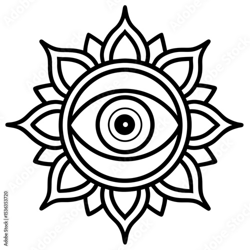 Evil Eye Brooch line art vector