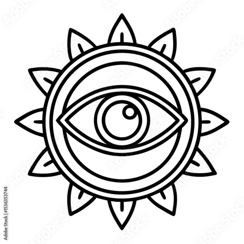 Evil Eye Brooch line art vector