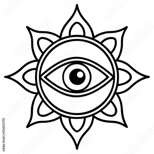Evil Eye Brooch line art vector
