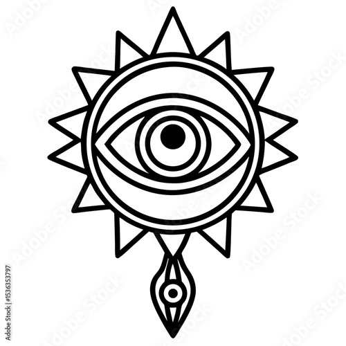 Evil Eye Brooch line art vector