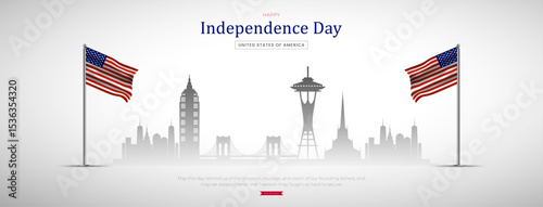 4th of July - Independence Day USA Post and Greeting Card. Modern and Minimal United States Independence Day Celebration Design Vector Illustration